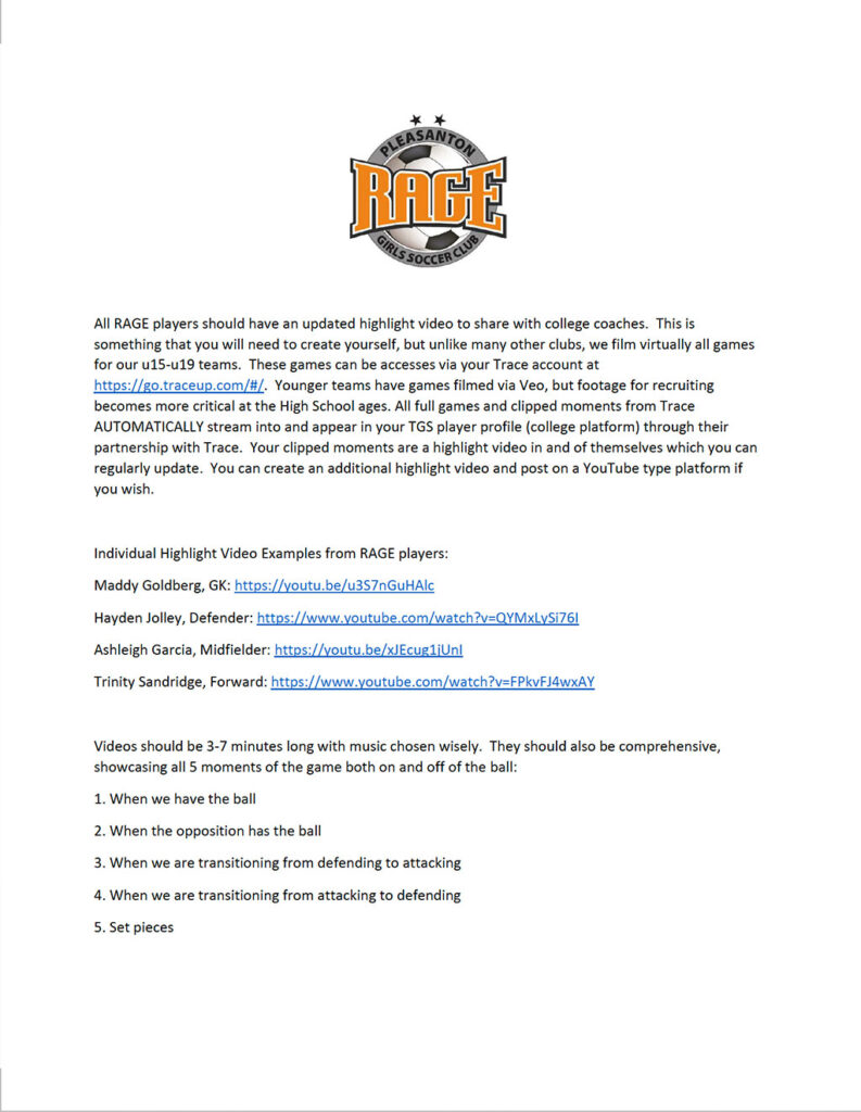 RAGE Highlight Video Information