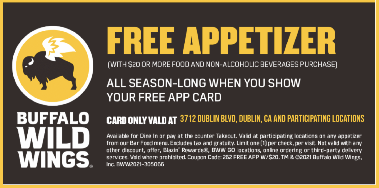 Buffalo Wild Wings Free Appetizer