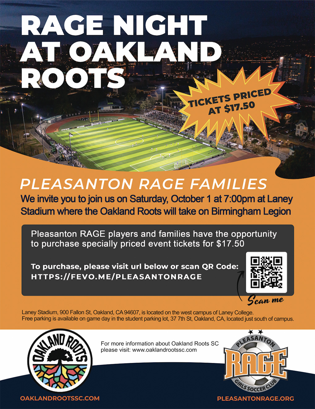 RAGE Night at Oakland Roots